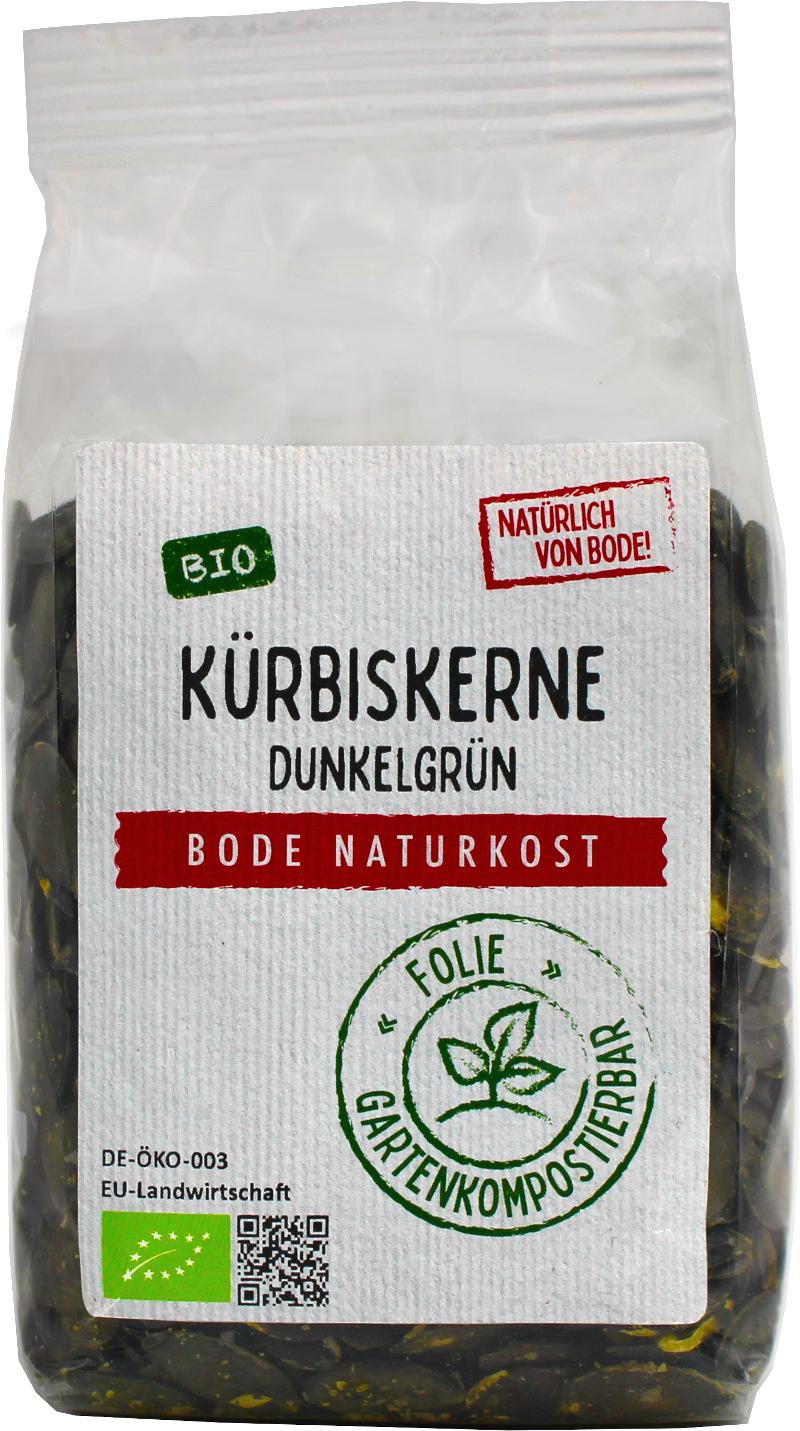 Sementes de abóbora escuras verde-escuras Biológico Europa, saco compostável 6x200g