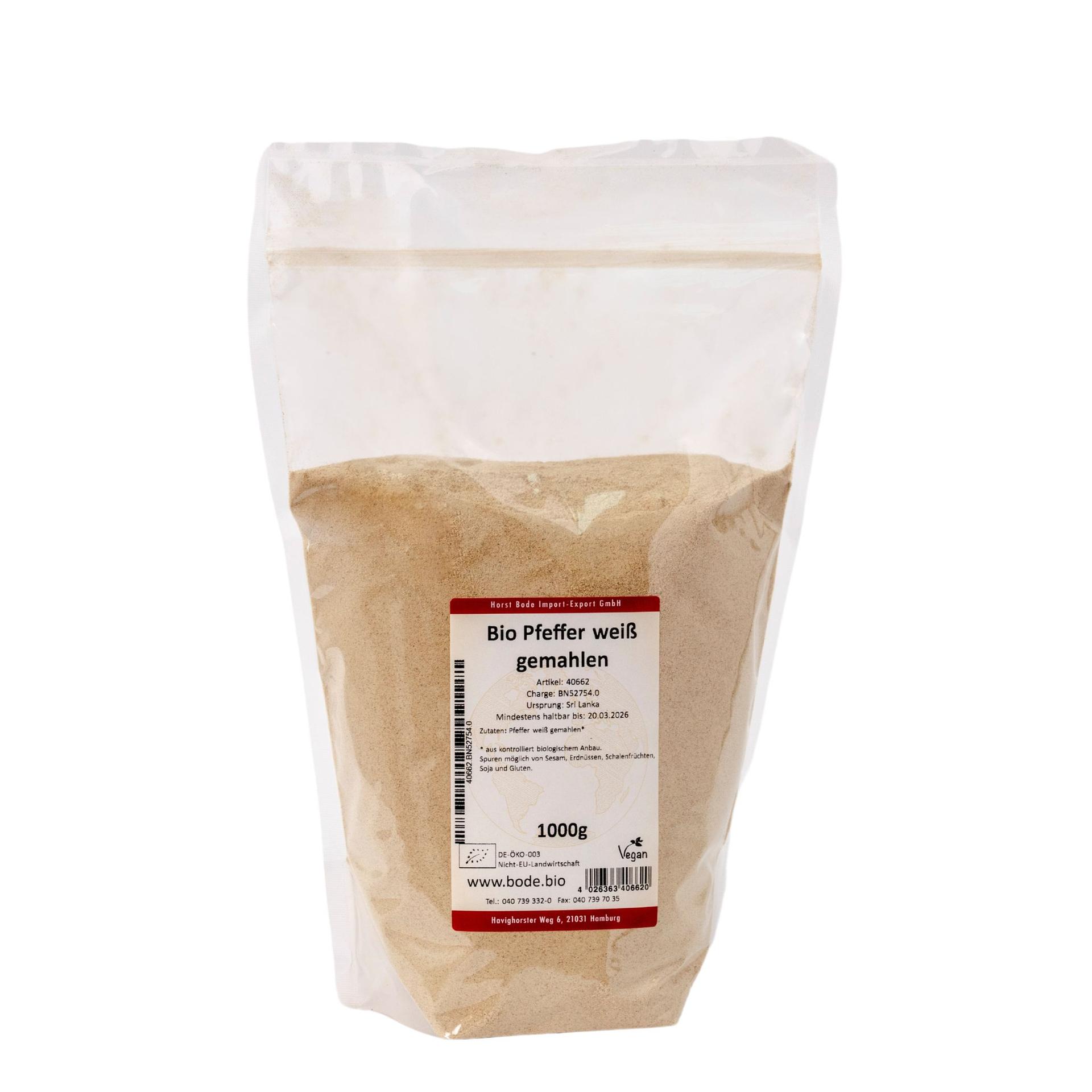 Pimenta branca moída Biológico 1kg