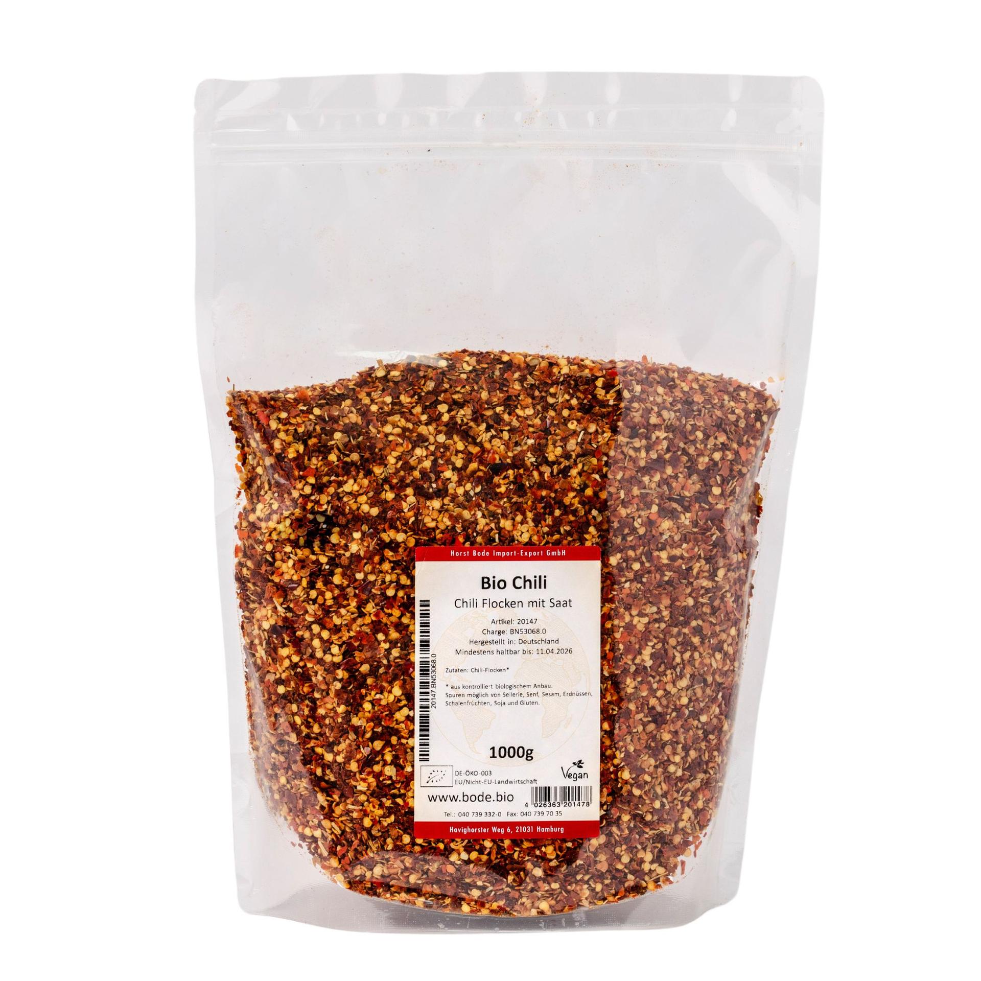 Chili triturado com Semente bio 1kg