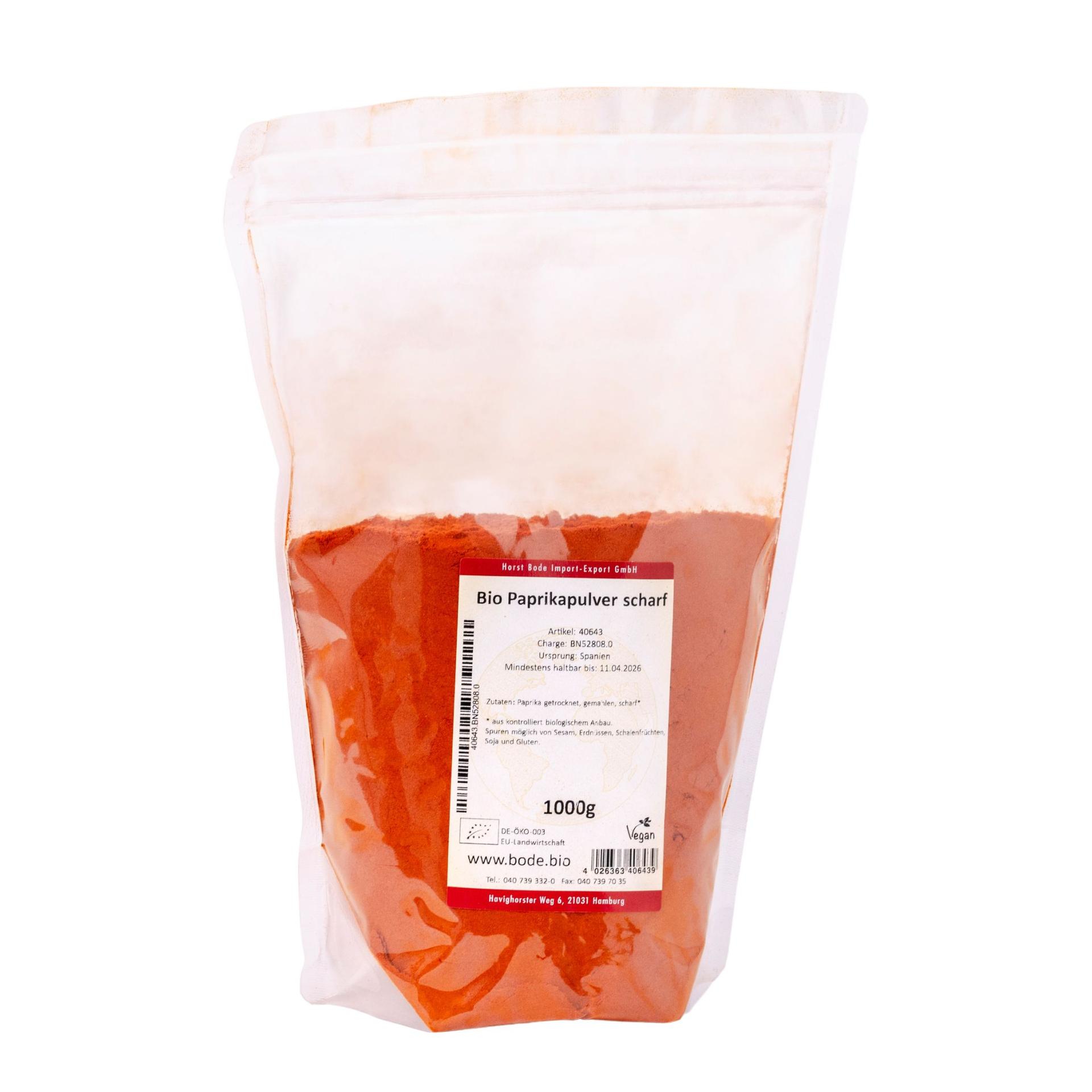 Pó de pimentão picante Biológico 1kg