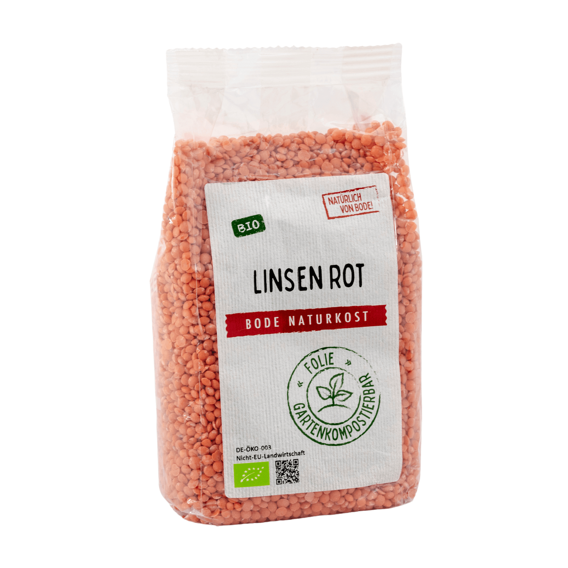 Lentilhas vermelhas bio, saco compostável 6x500g