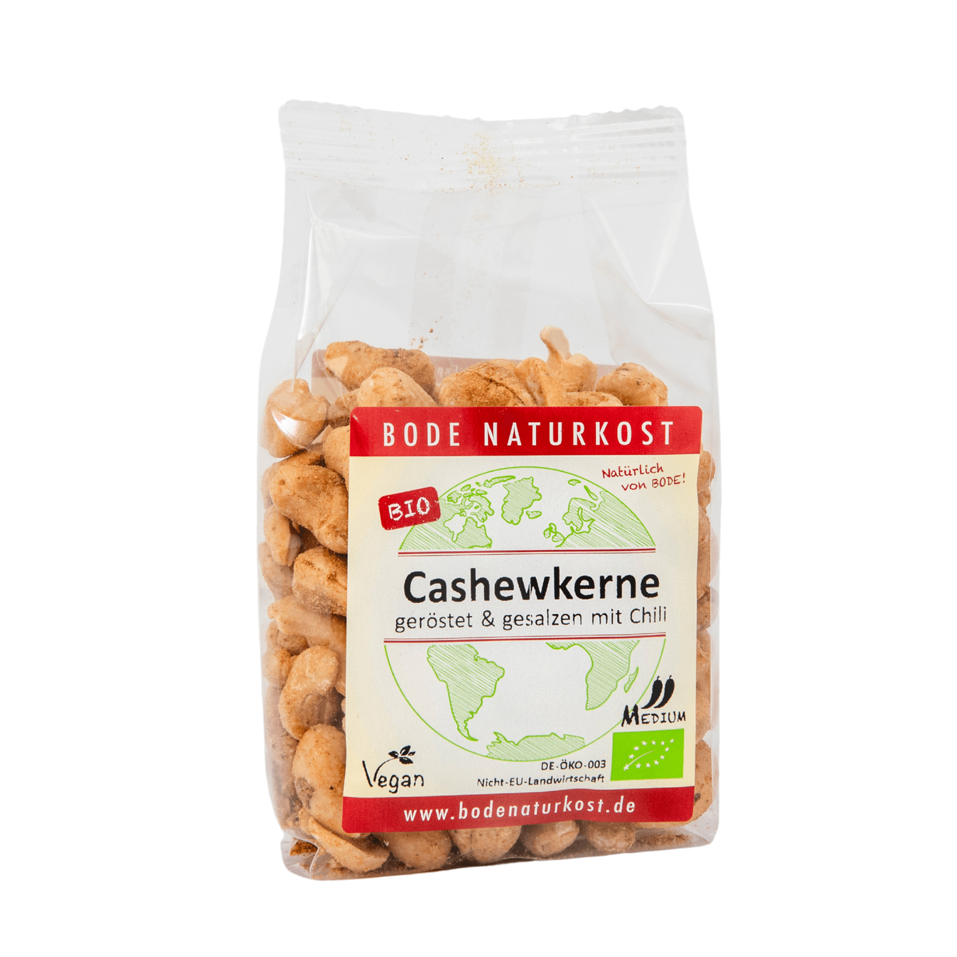 Cashew recheado e salgado com pimenta de chili orgânico 6x150g