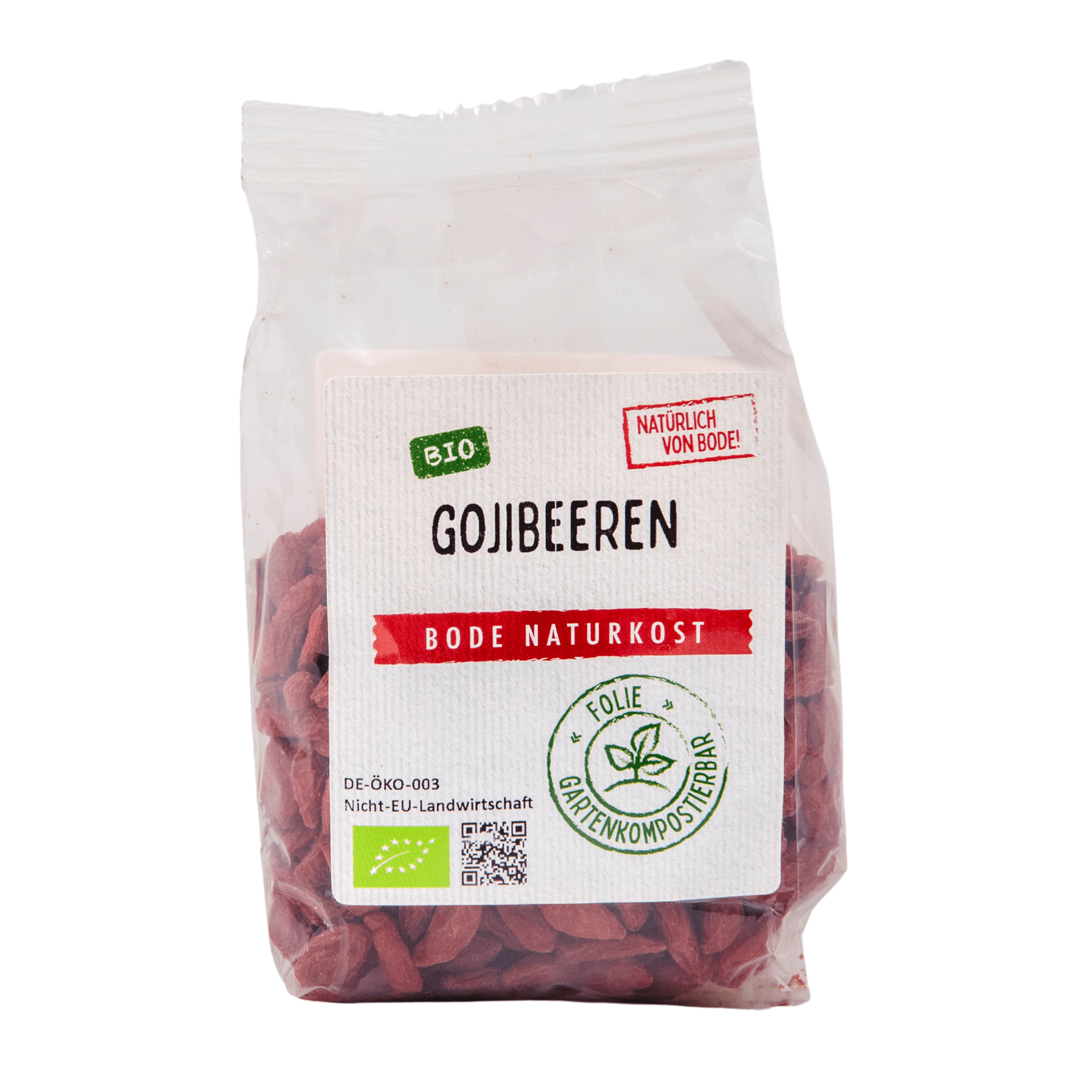 Goji berries secas biológicas, saco compostável 6x100g