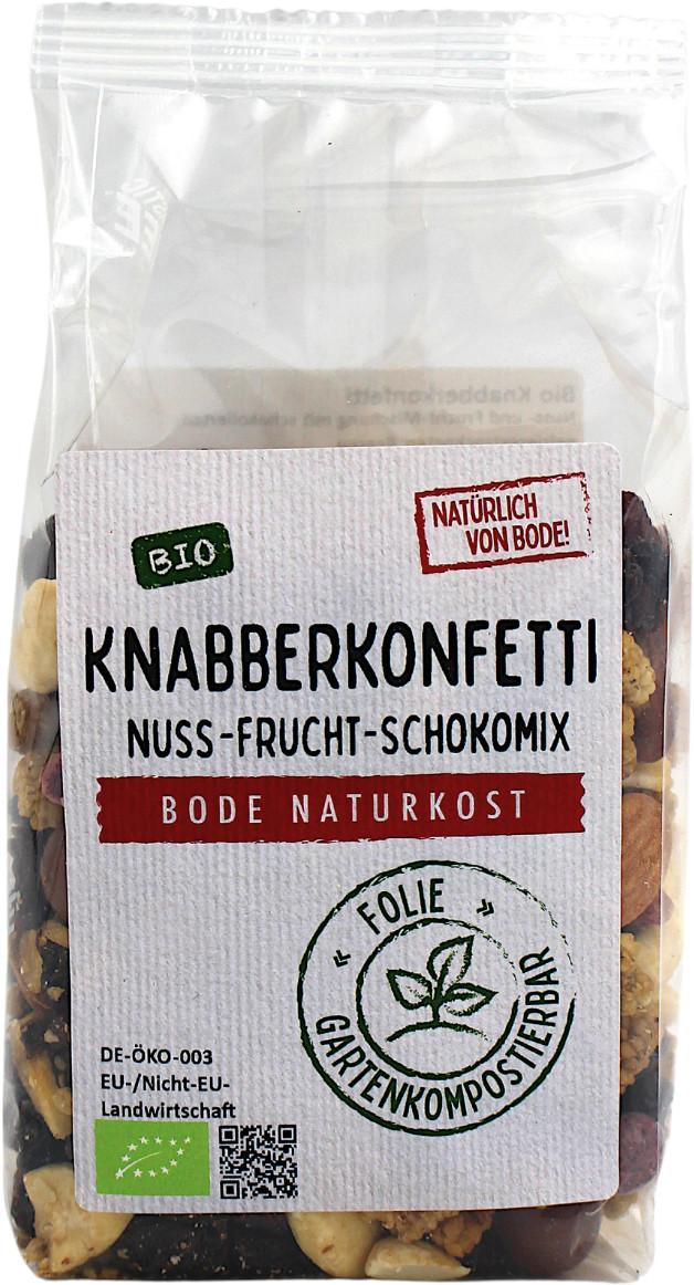 Knabberkonfetti - Mistura de frutos secos, frutas e chocolate bio em saco compostável 6x175g