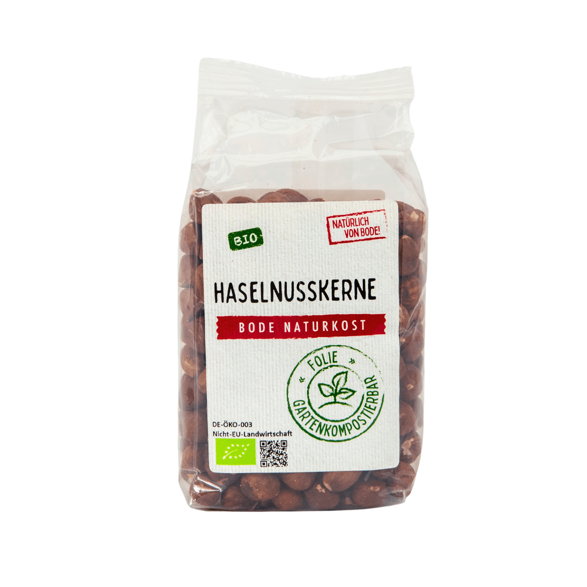 Núcleos de avelã biológicos, saco compostável no jardim 6x200g