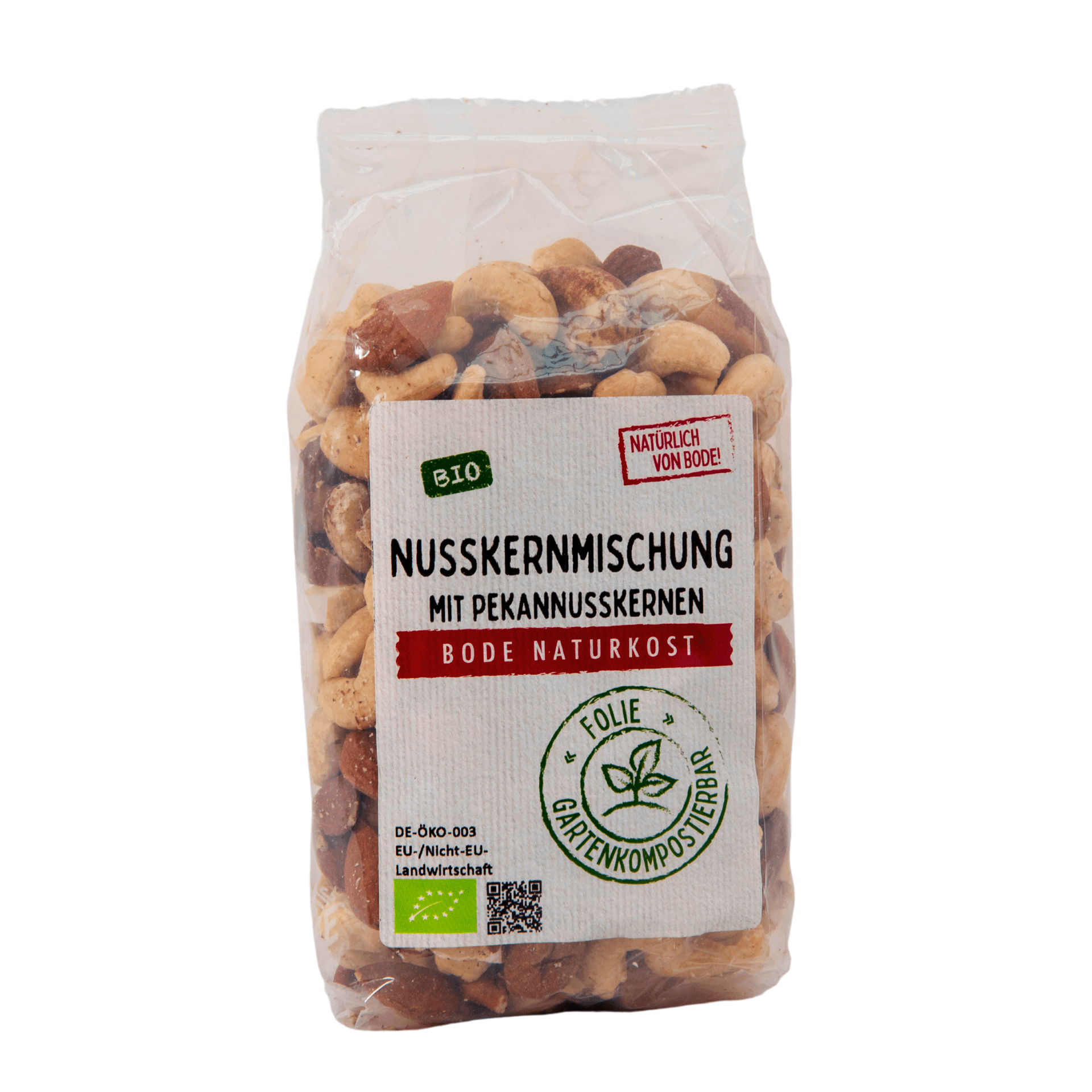 Mistura de frutos secos bio com nozes pecan, saco compostável 6x250g