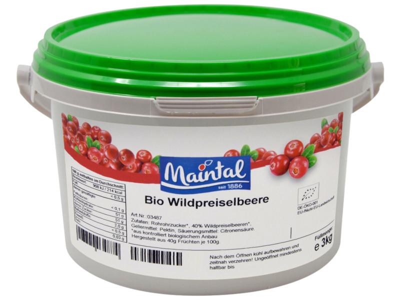 Preparado de frutas de Mirtilo Selvagem Biológico Maintal 3kg com açúcar Biológico alemão