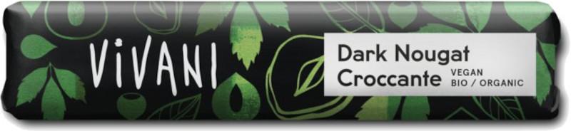 Barra de chocolate Dark Nougat Croccante bio Vivani 18x35g, Biológico