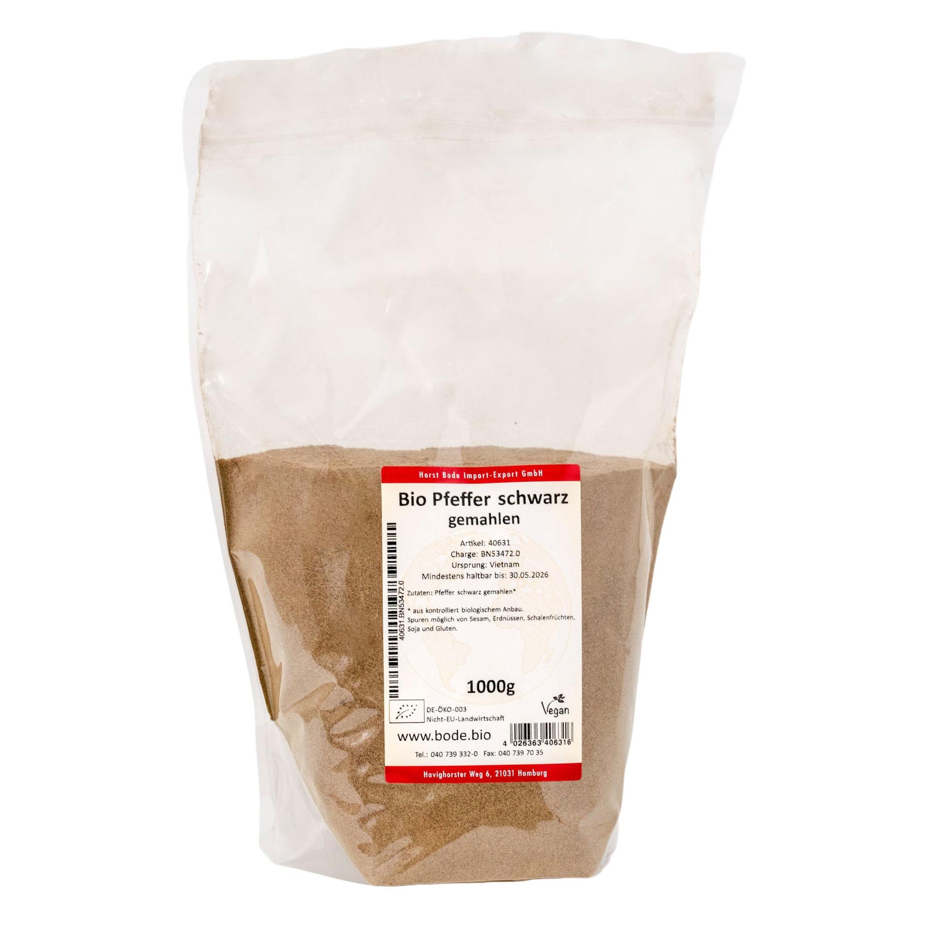 Pimenta do reino preta moída biológica 1kg