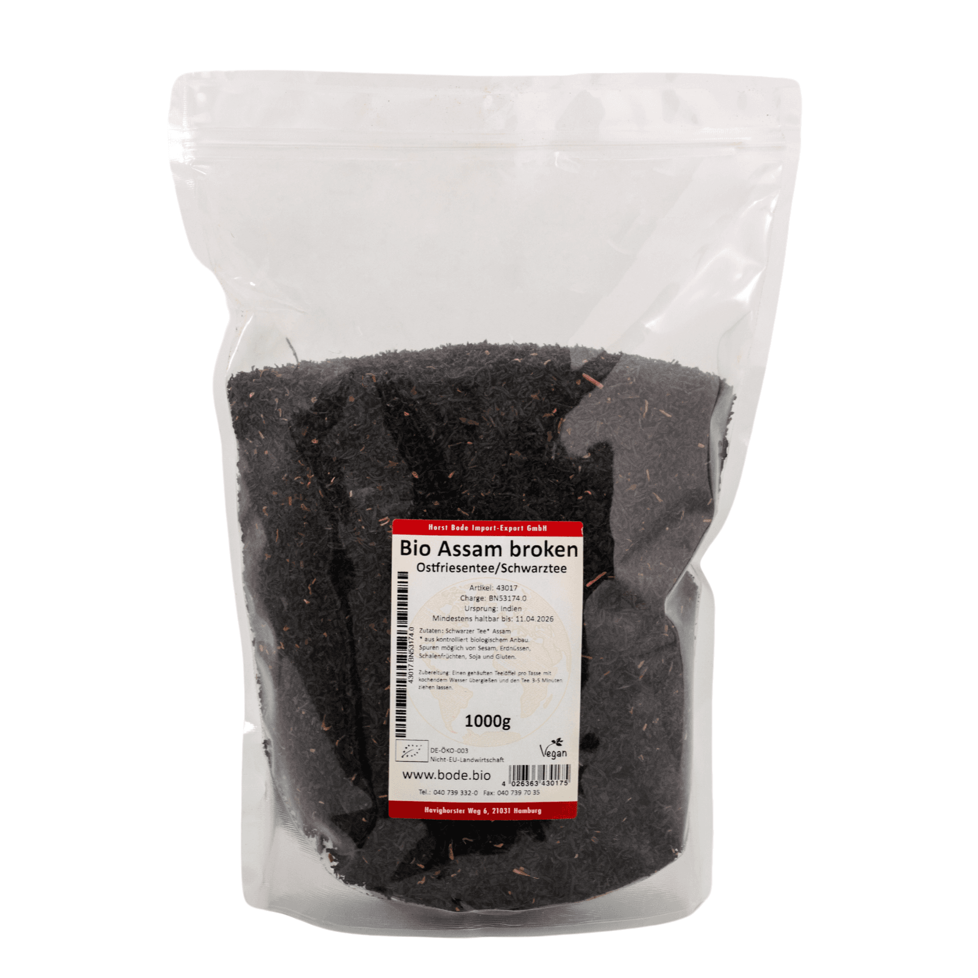 Chá preto quebrado Assam Biológico 1kg