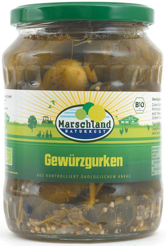 Pepinos em conserva bio Marschland, conteúdo: 6x670g, ATG 6x360g, Biológico
