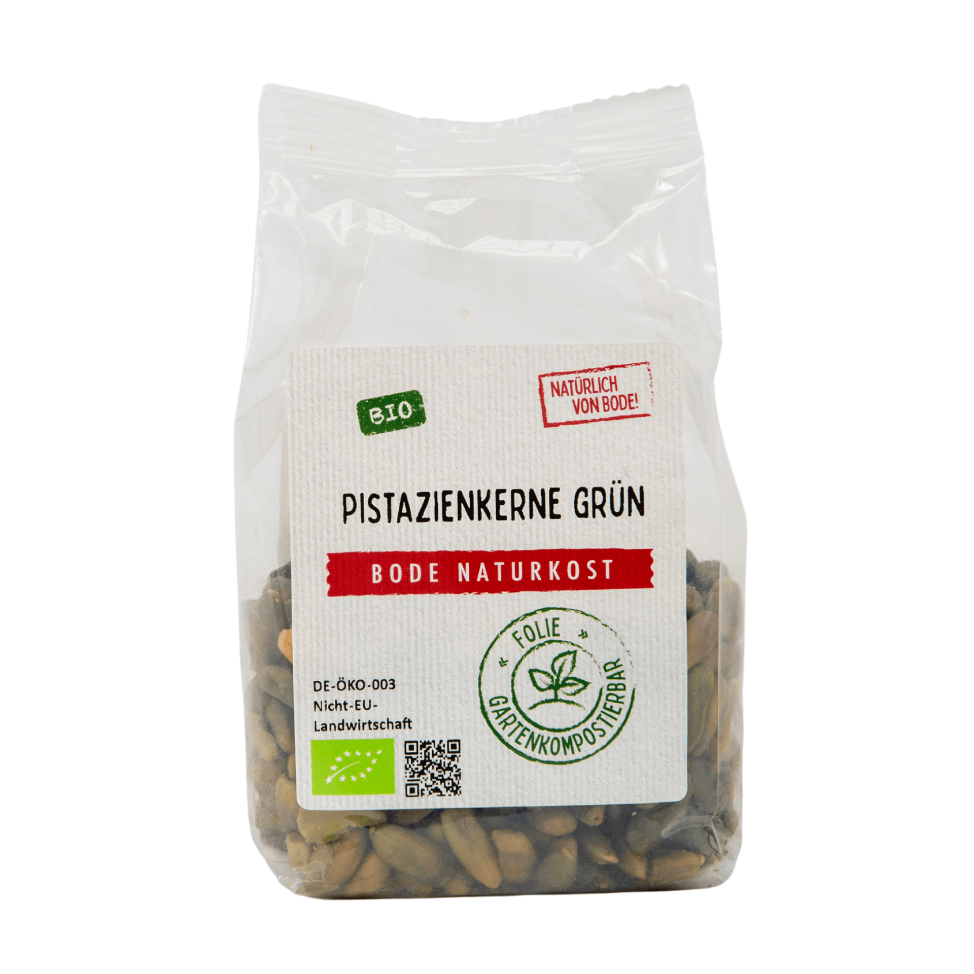 Núcleos de pistache verde Biológico Premium em saco compostável 6x100g