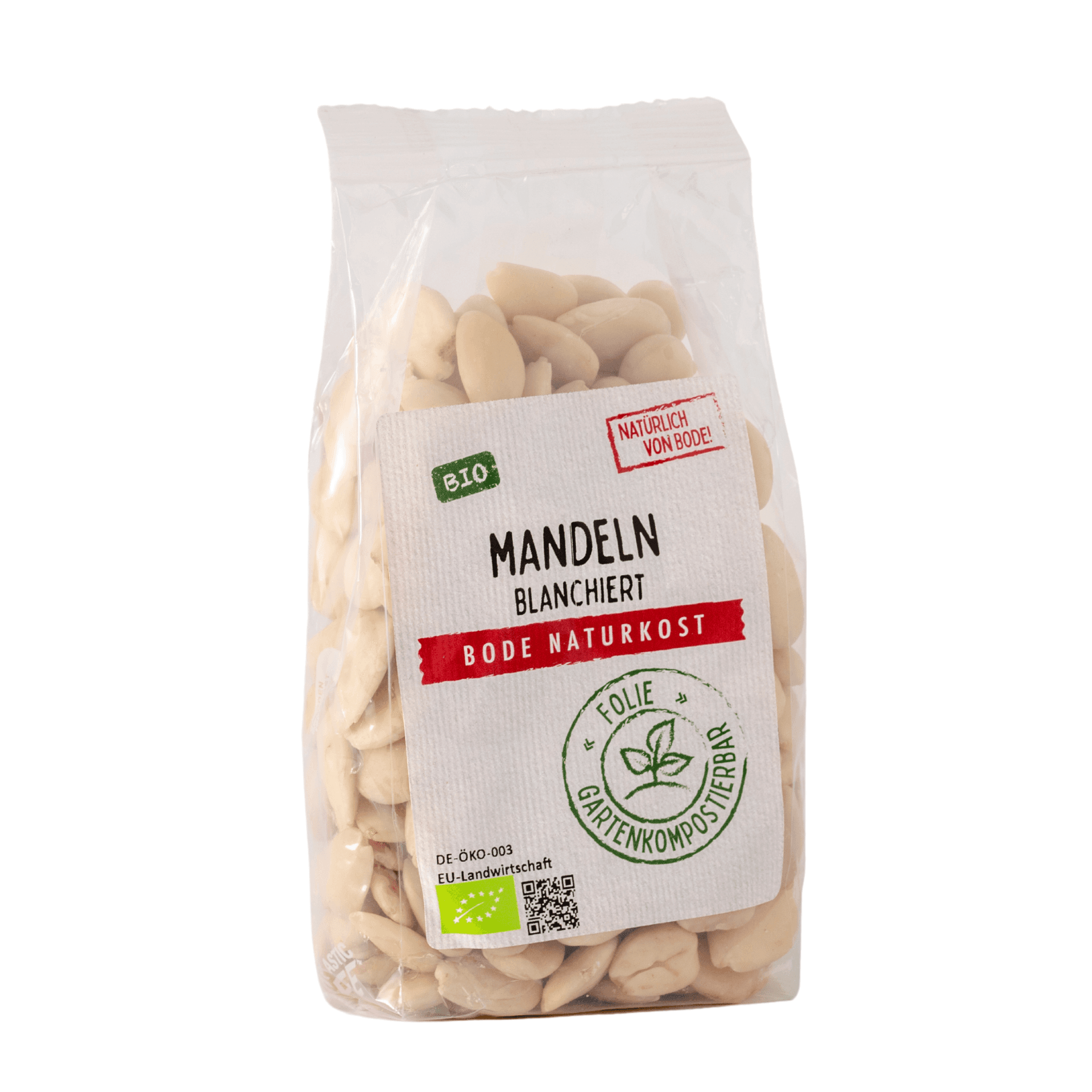 Amêndoas descascadas biológicas, saco compostável 6x200g