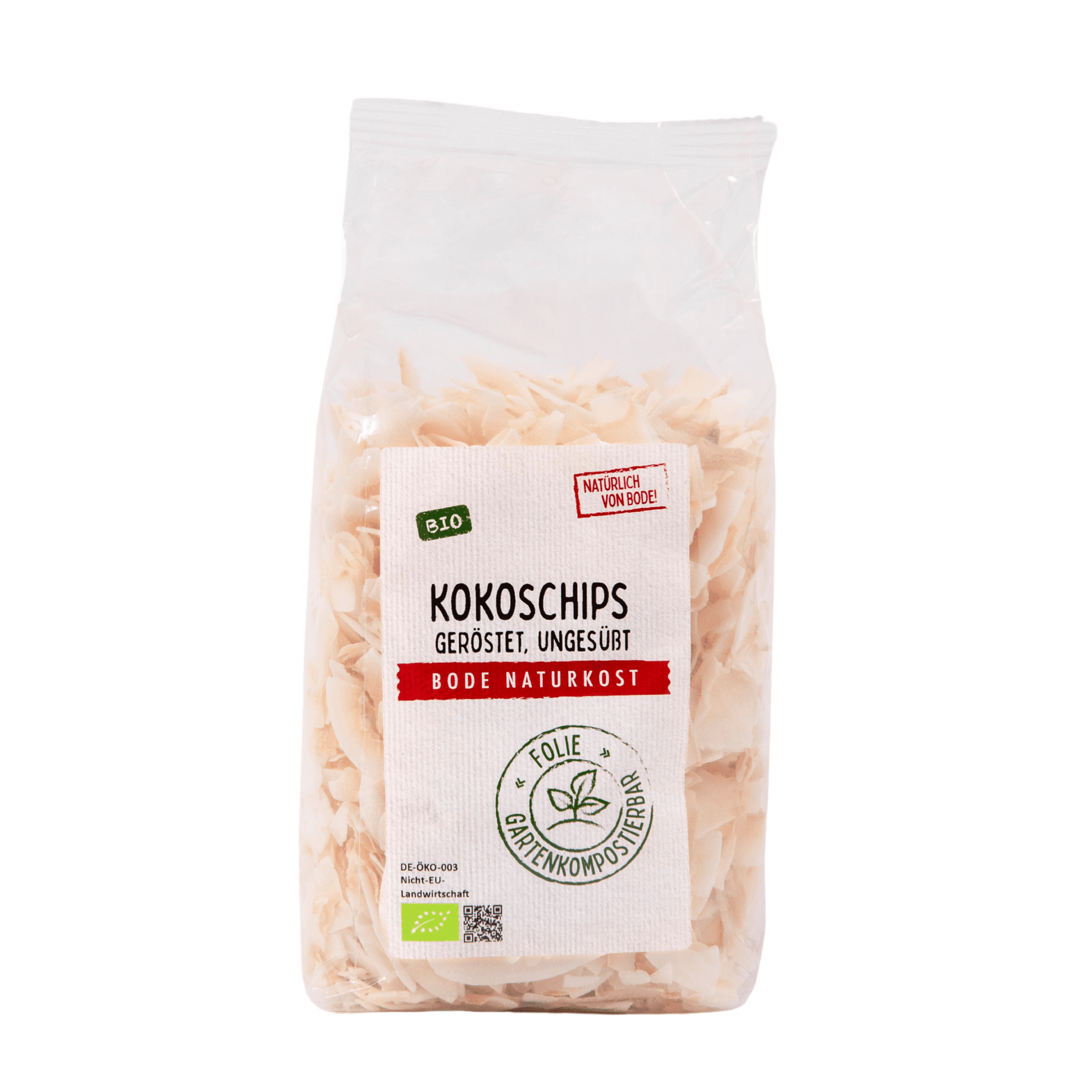 Chips de coco torrados sem açúcar bio, saco compostável 6x250g