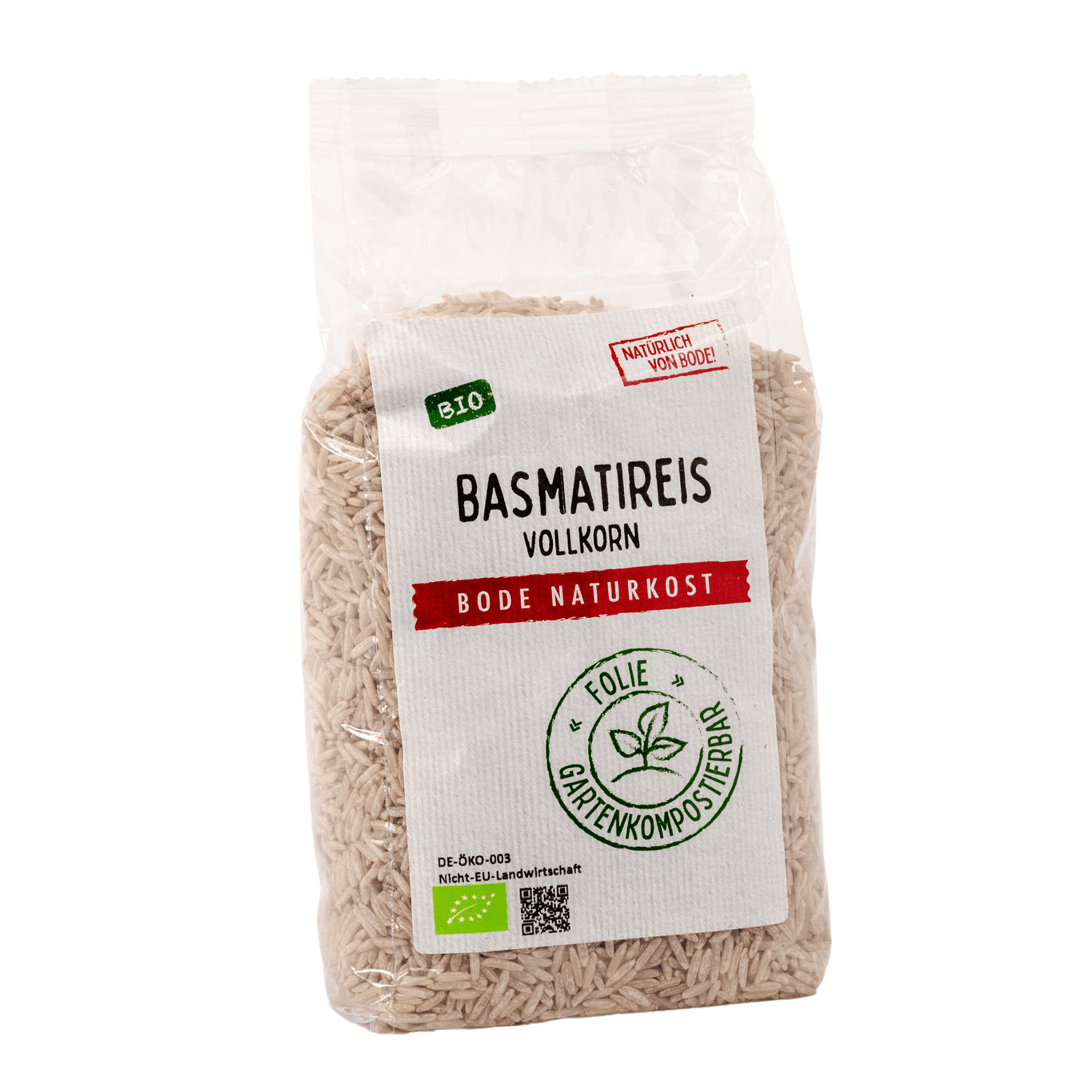 Arroz Basmati integral biológico, saco compostável para jardim 6x500g