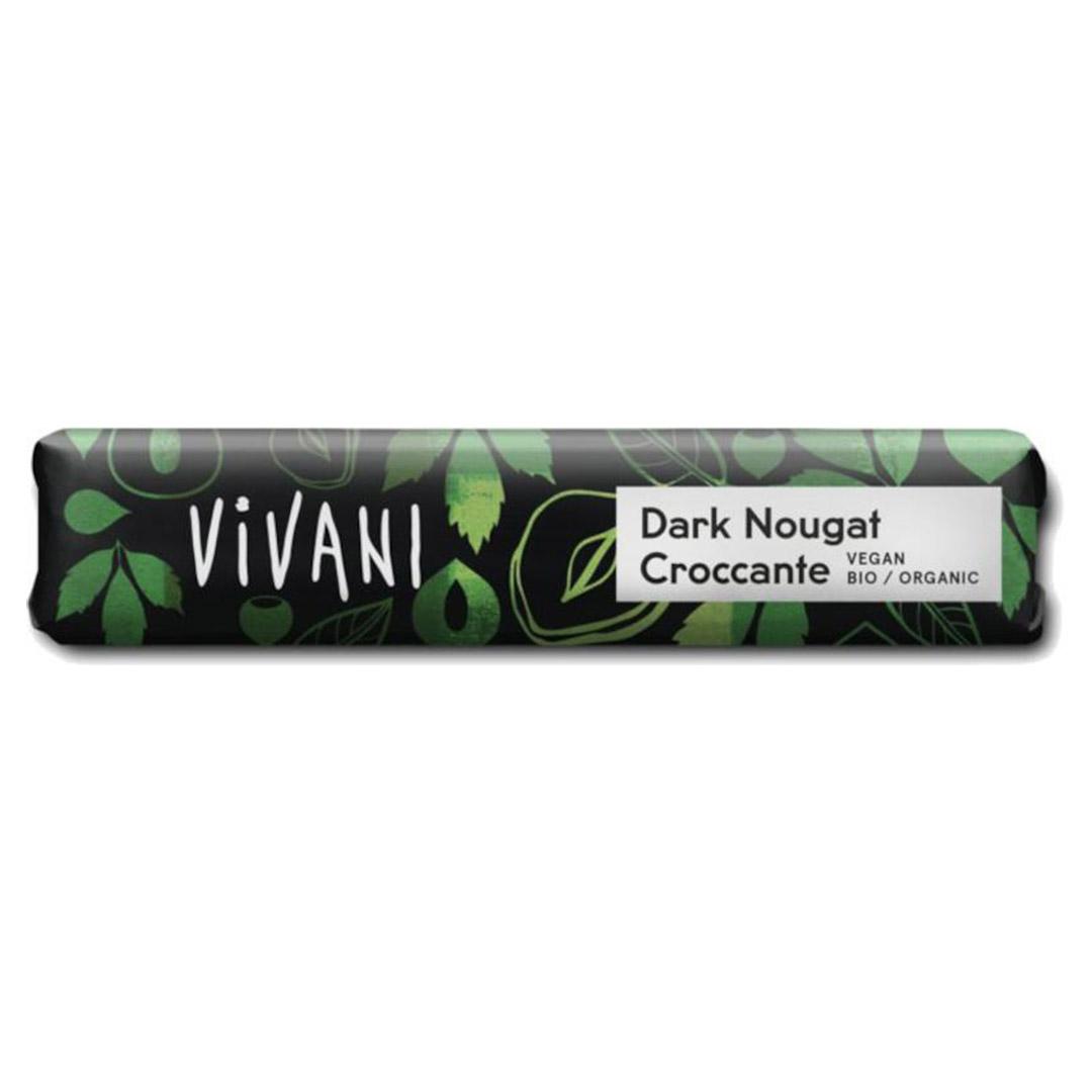 Barra de chocolate Dark Nougat Croccante bio Vivani 18x35g, Biológico